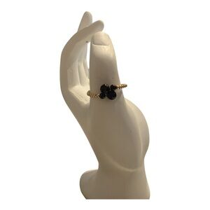 14k beaded ring Black and Gold Statement Ring